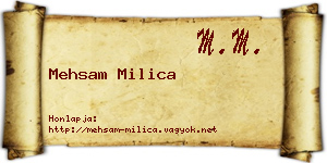 Mehsam Milica névjegykártya